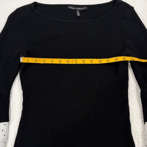 White House Black Market Ribbed Black Top - Picture 7 of 8